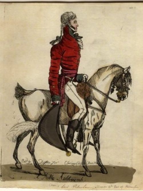 Charles Stanford, the Earl of Harrington; published by Robert Dighton Jr, hand-coloured etching, published June 1804